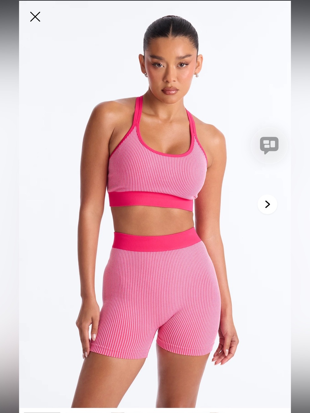 Fashion Nova Hot Pink Ribbed Gigi Sculpting Ruched V Back Short Set let’s trade!